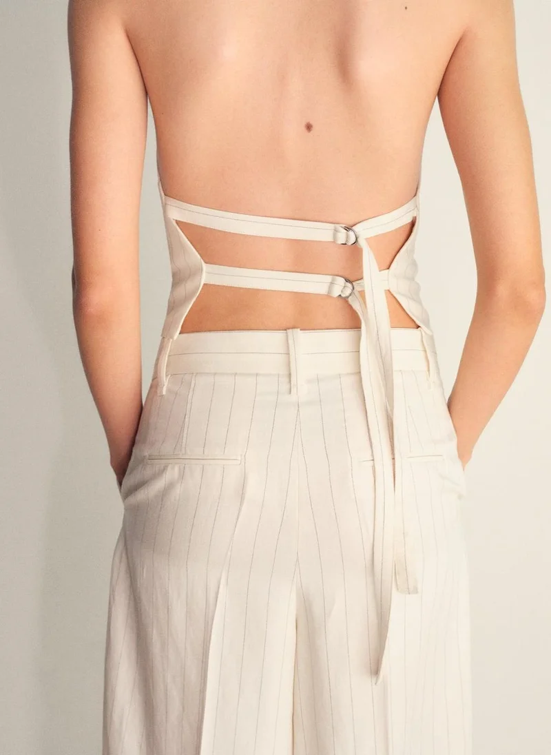 مانجو بلوزة مخططة بياقة هالتر